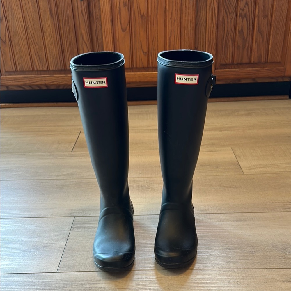 Tall black hunter boots, US size 8